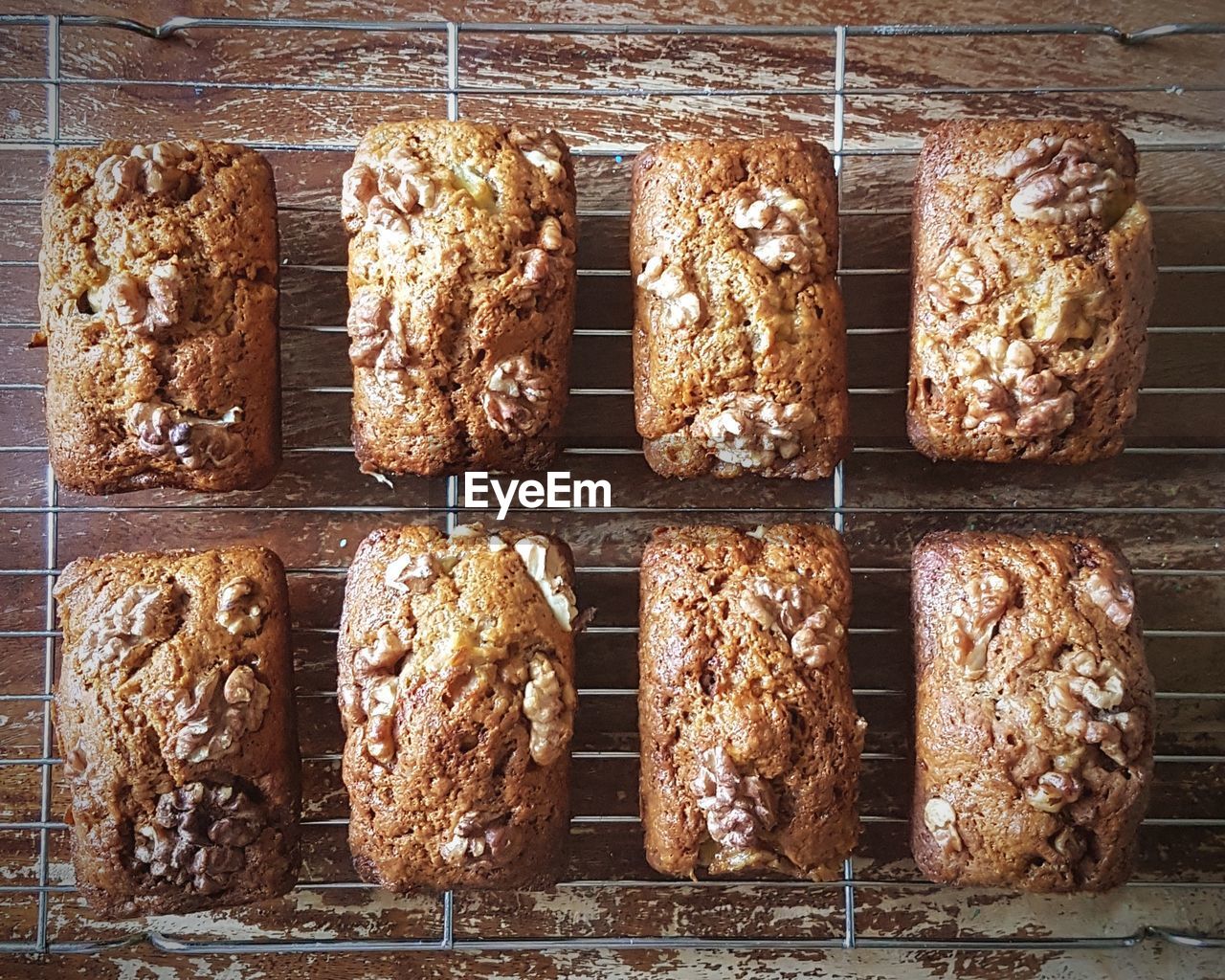 Directly above shot of bread on cooling rack