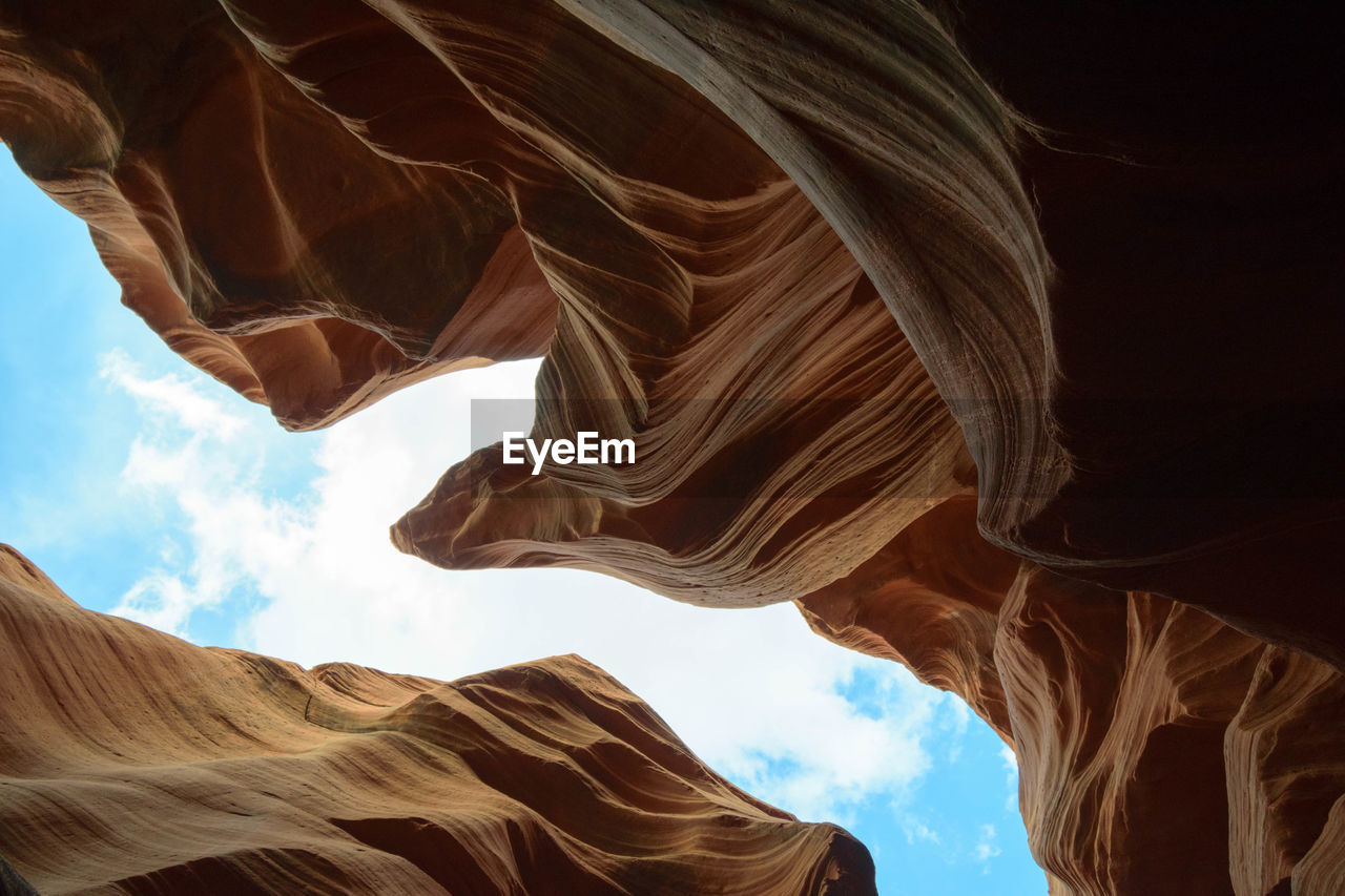 Low angle view of rock formation against the sky