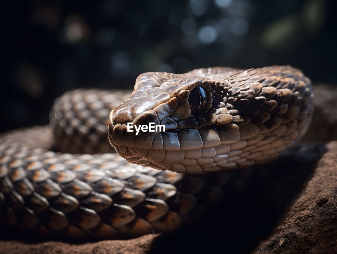 close-up of snake on wood