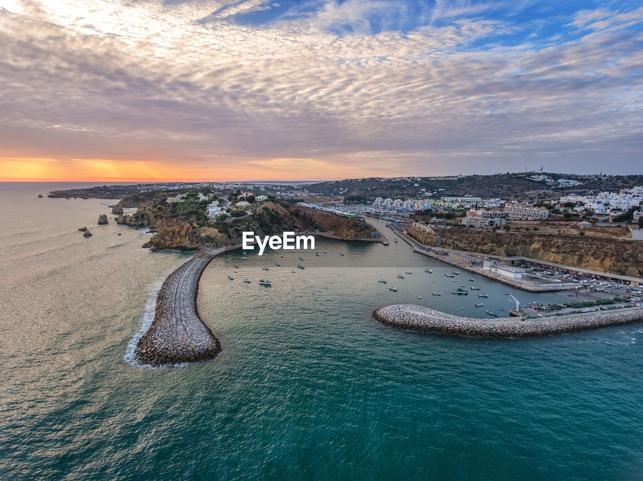 AERIAL VIEW OF SEA DURING SUNSET