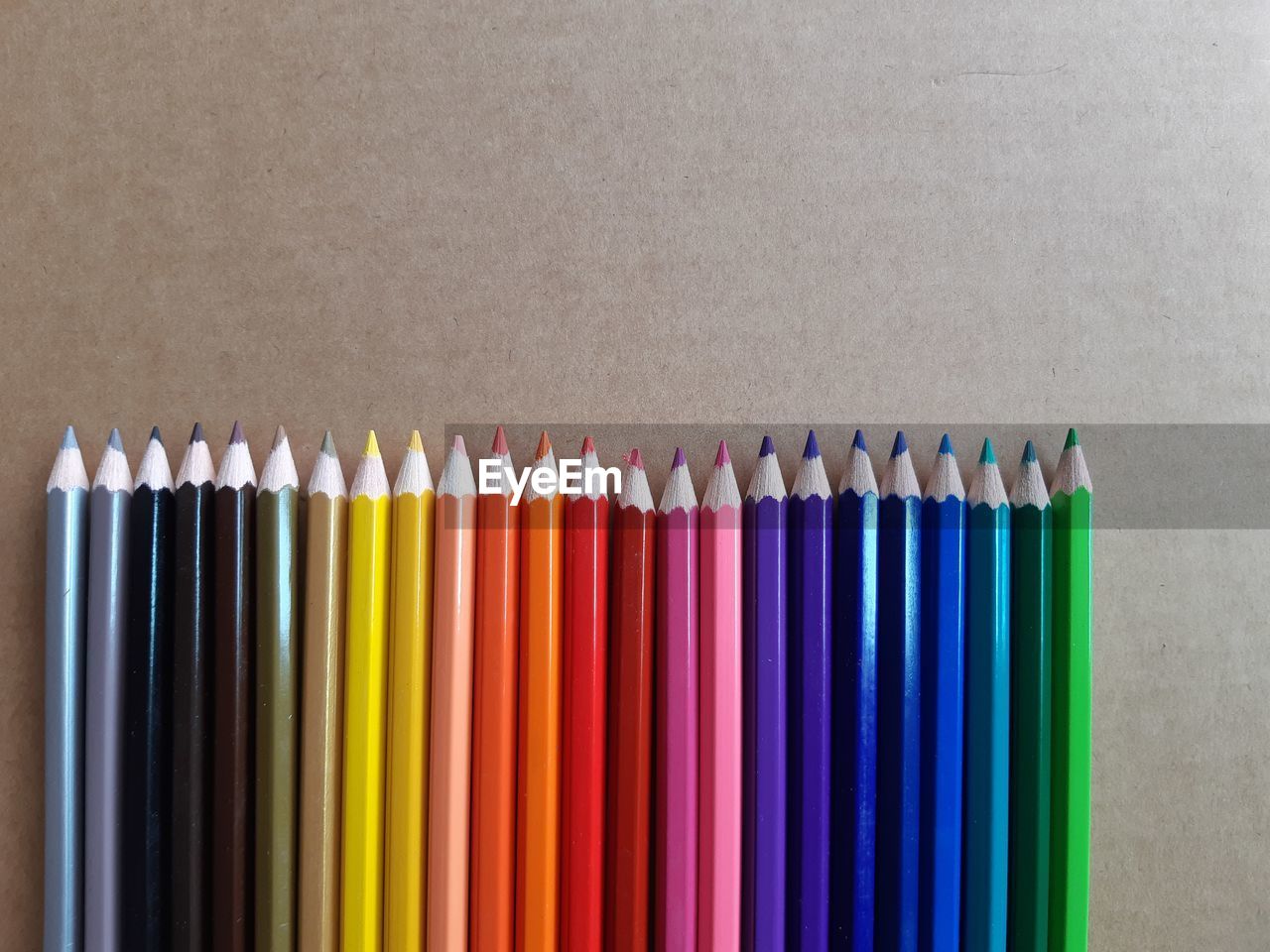 Directly above shot of colorful pencils