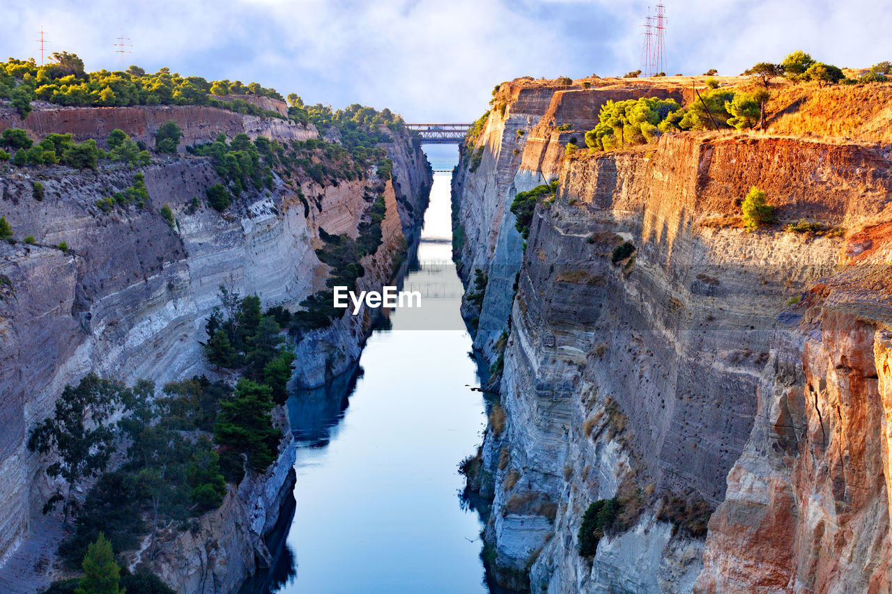 Aerial view of the corinth canal in greece