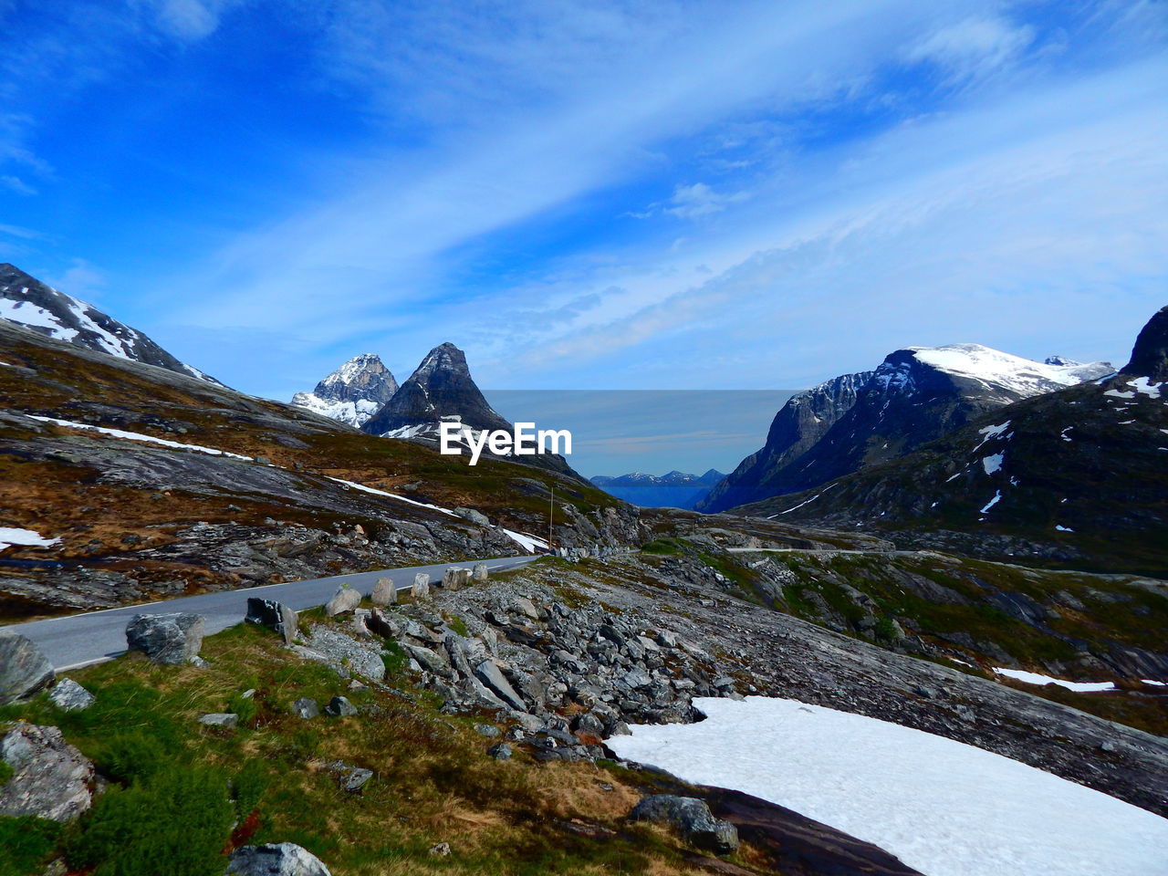 Scenic view of mountains against sky during winter