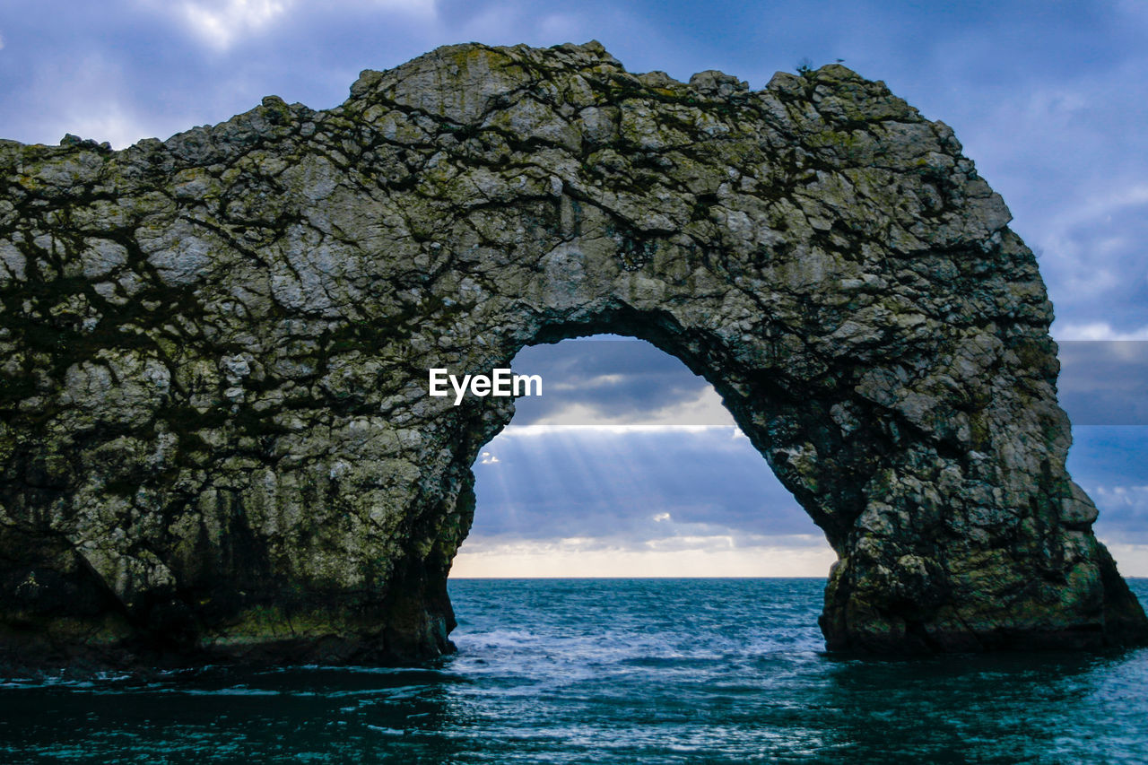 Scenic view of sea and rock formation