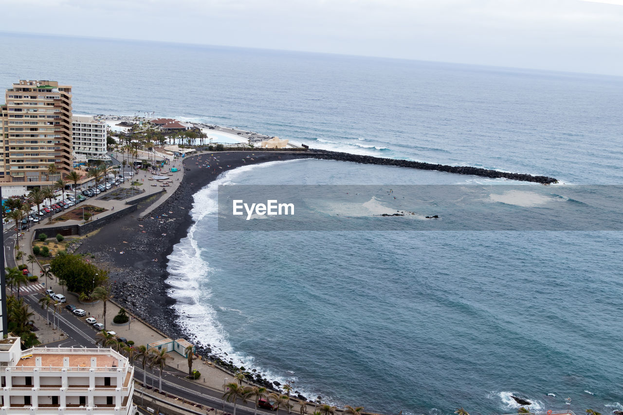 High angle view of sea against sky