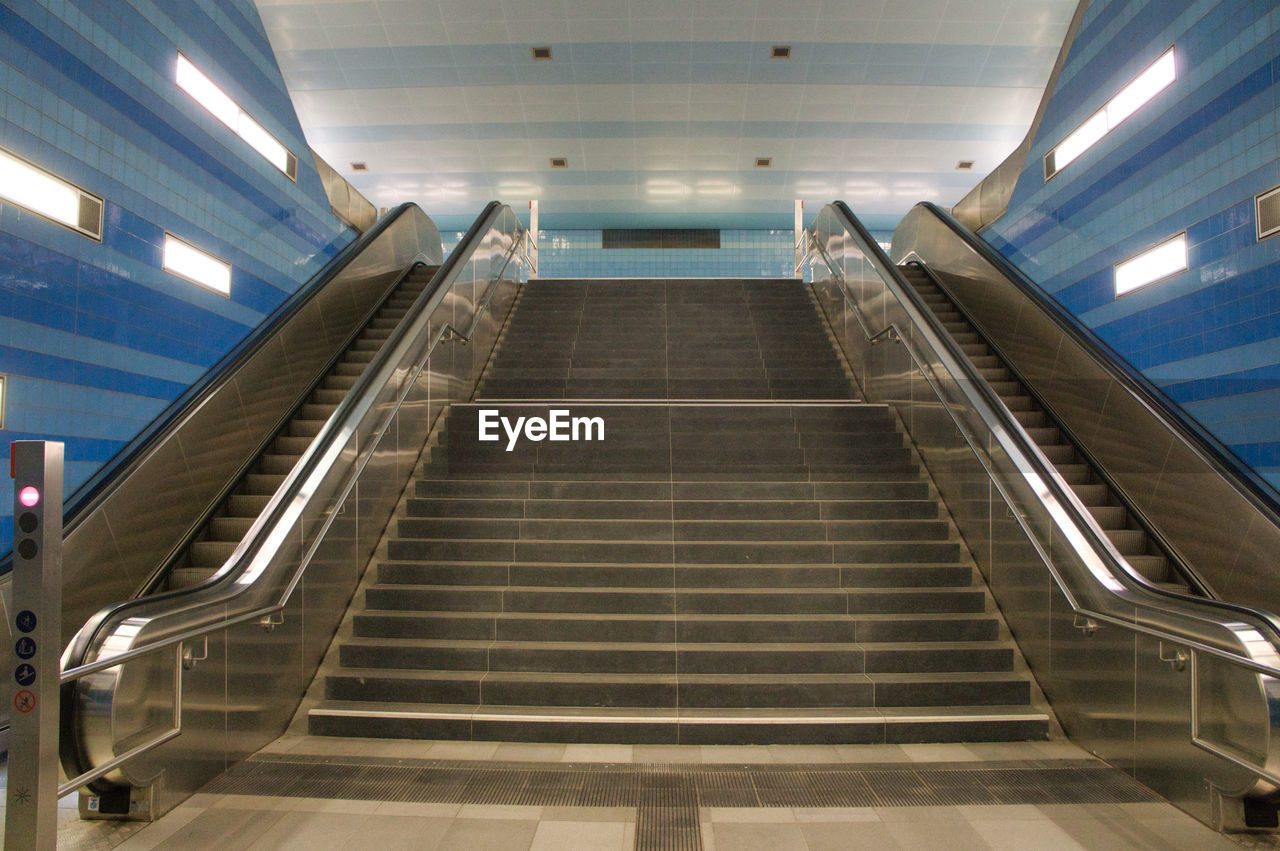 Low angle view of escalator