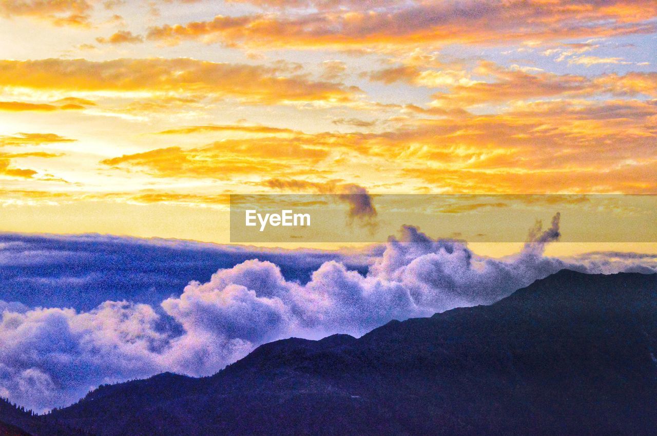 SCENIC VIEW OF MOUNTAINS AGAINST SKY DURING SUNSET