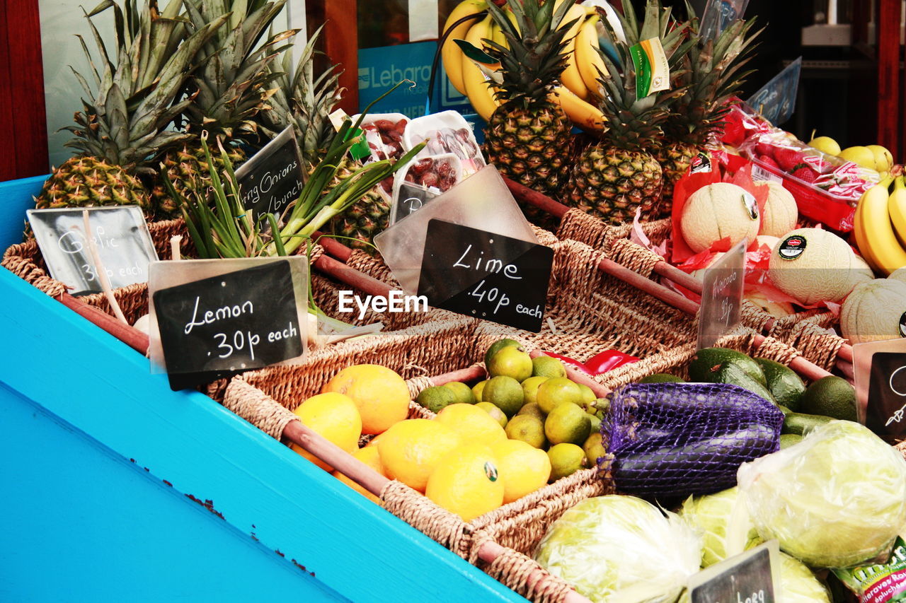 Fruits for sale at market stall