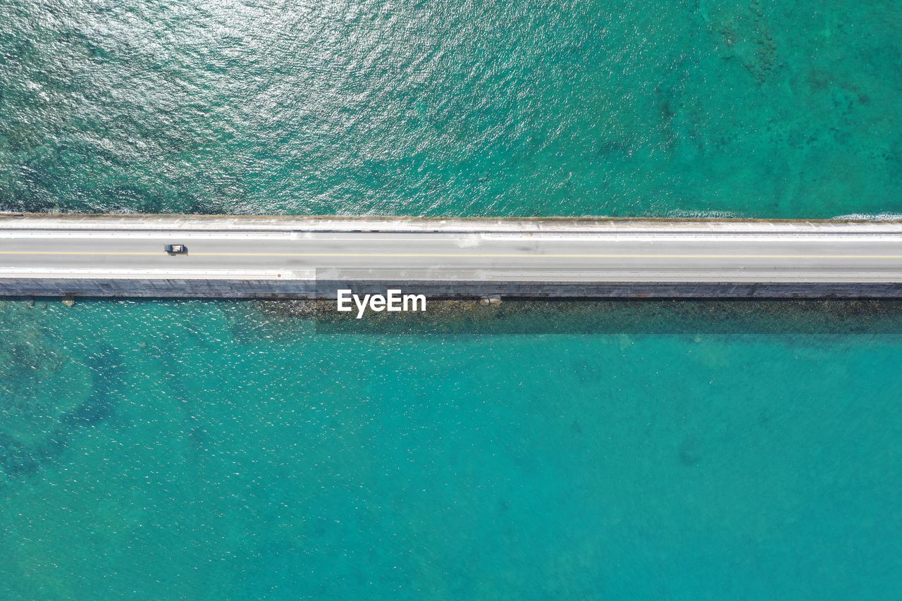 High angle view of swimming pool against sea
