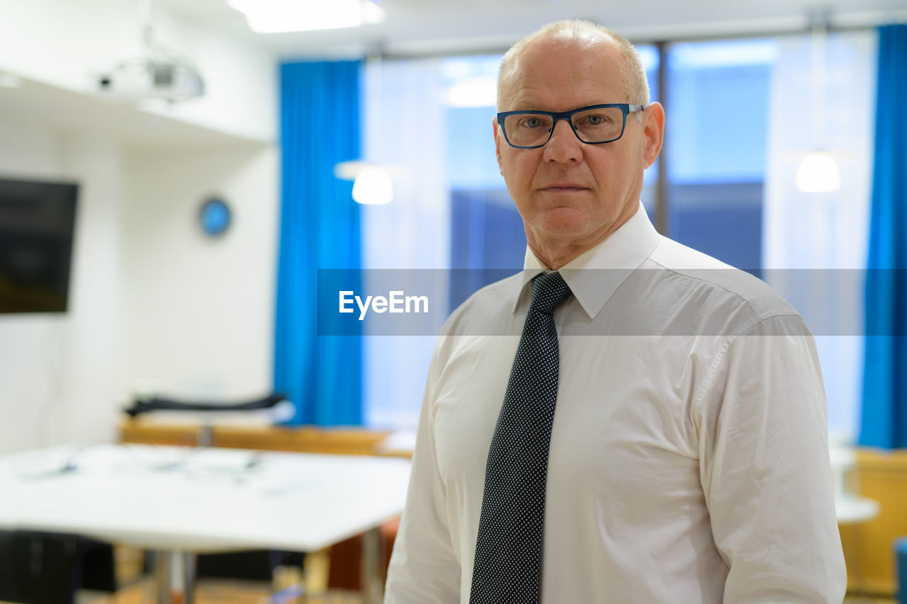 Portrait of businessman standing in office