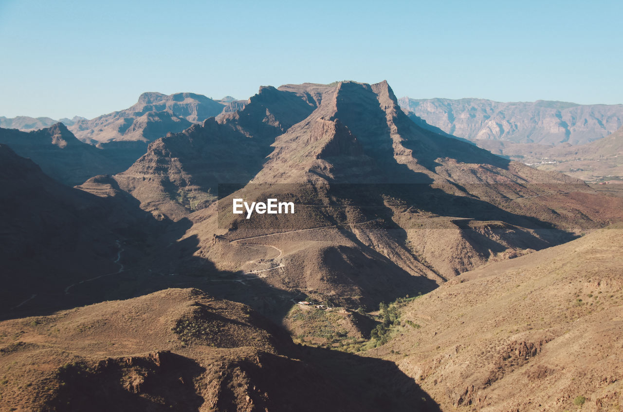 Scenic view of mountains against clear sky