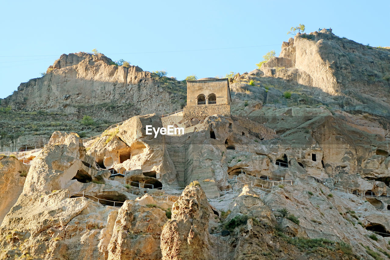 Vardzia medieval cave city with church on erusheti mountain near aspindza town, southern georgia