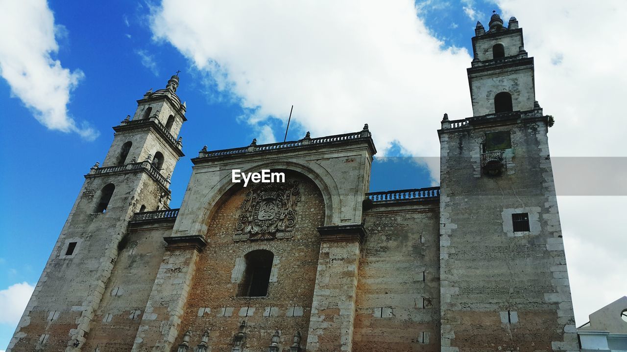Low angle view of old cathedral in mexico