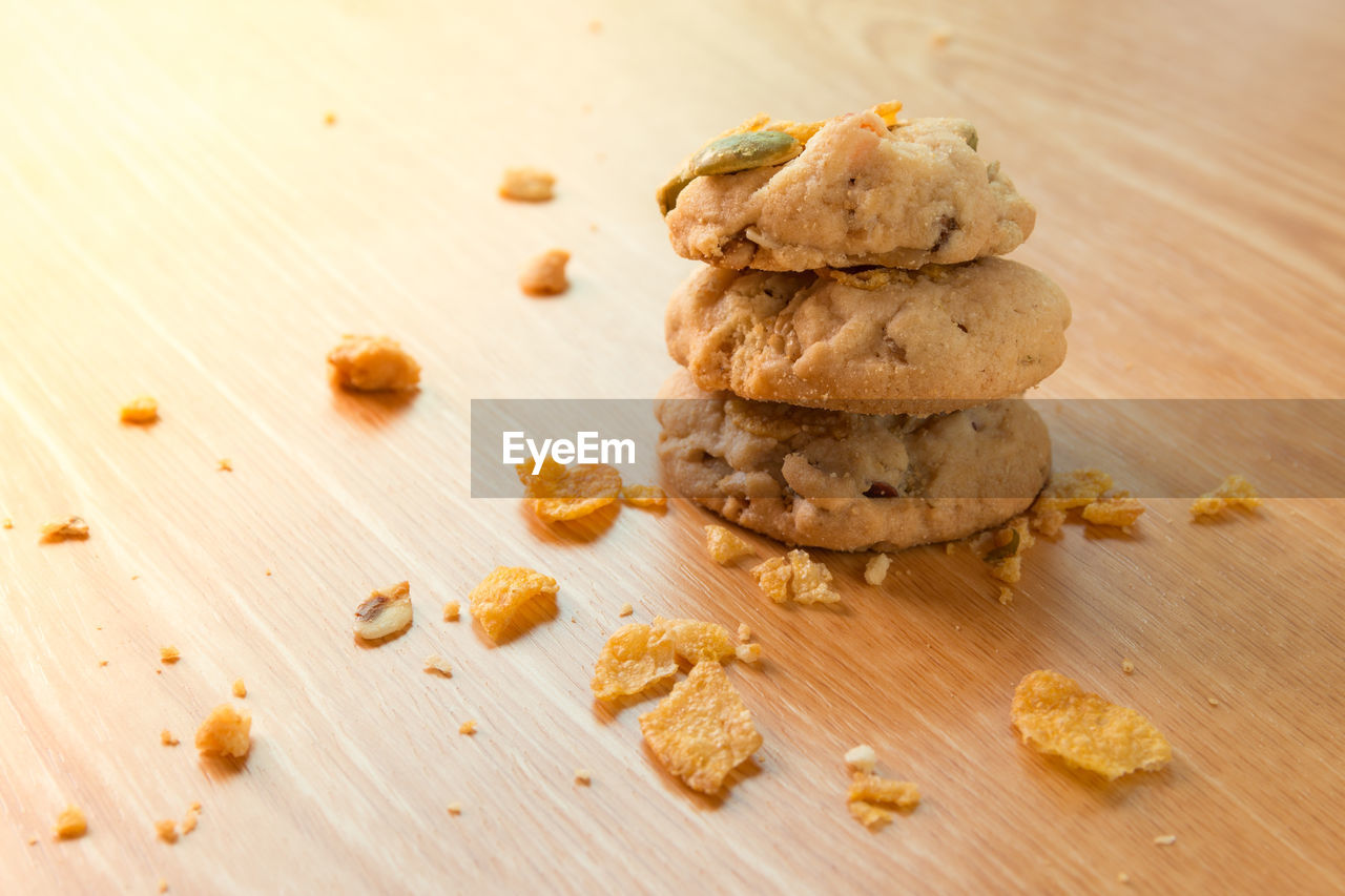 Close-up of cookies on table