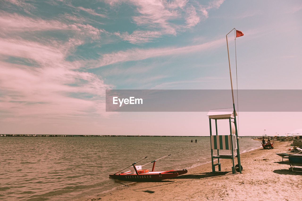 SCENIC VIEW OF BEACH AGAINST SKY DURING SUNSET