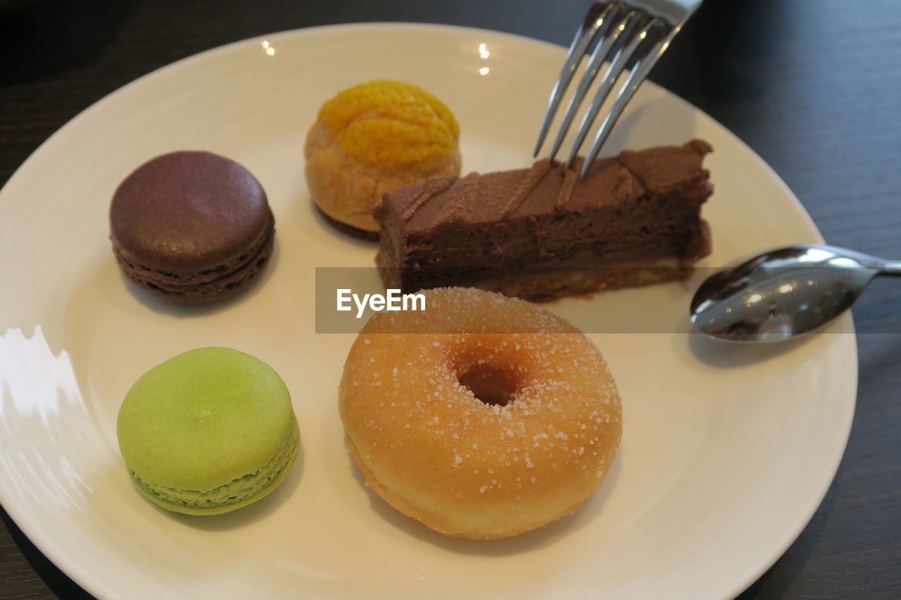 High angle view of breakfast on table