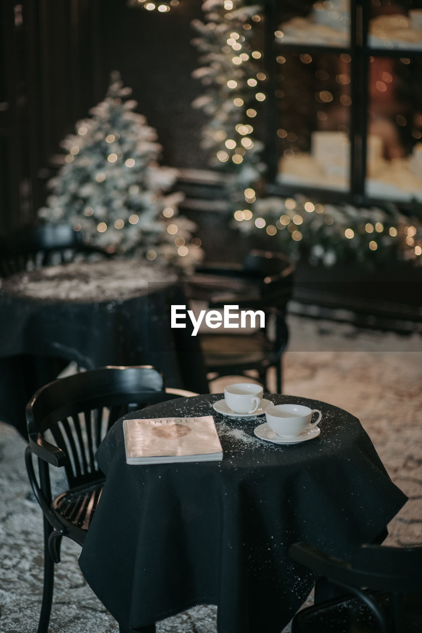 Table and chairs in restaurant