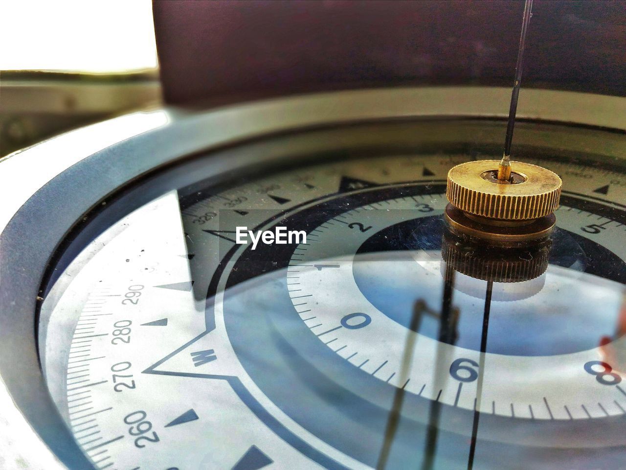 Close-up of navigational compass