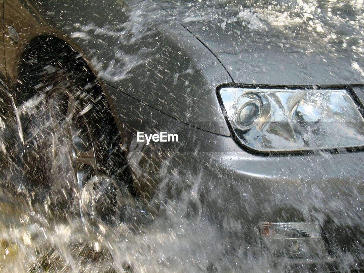 Water splashing on car