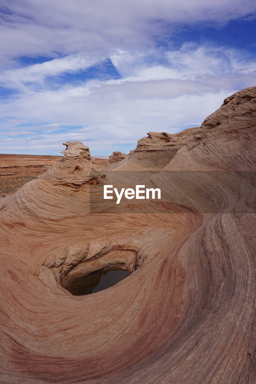 Rock formations in desert against sky