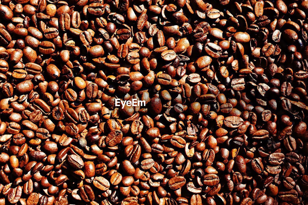 full frame shot of roasted coffee beans for sale