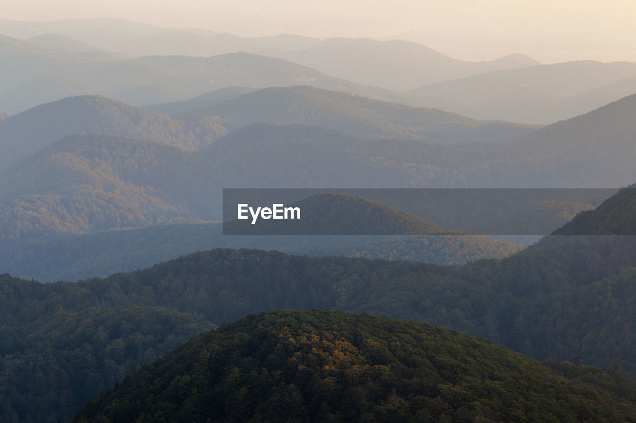 High angle view of mountains against sky