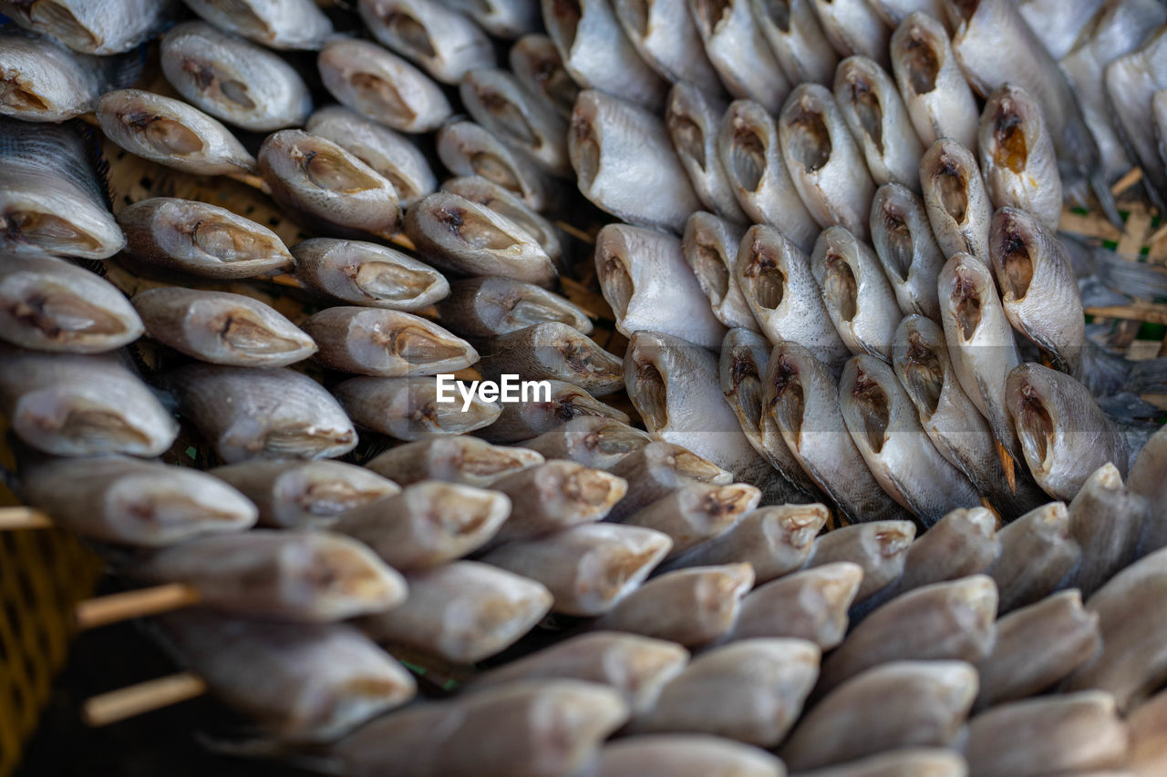 Full frame shot of fish for sale in market