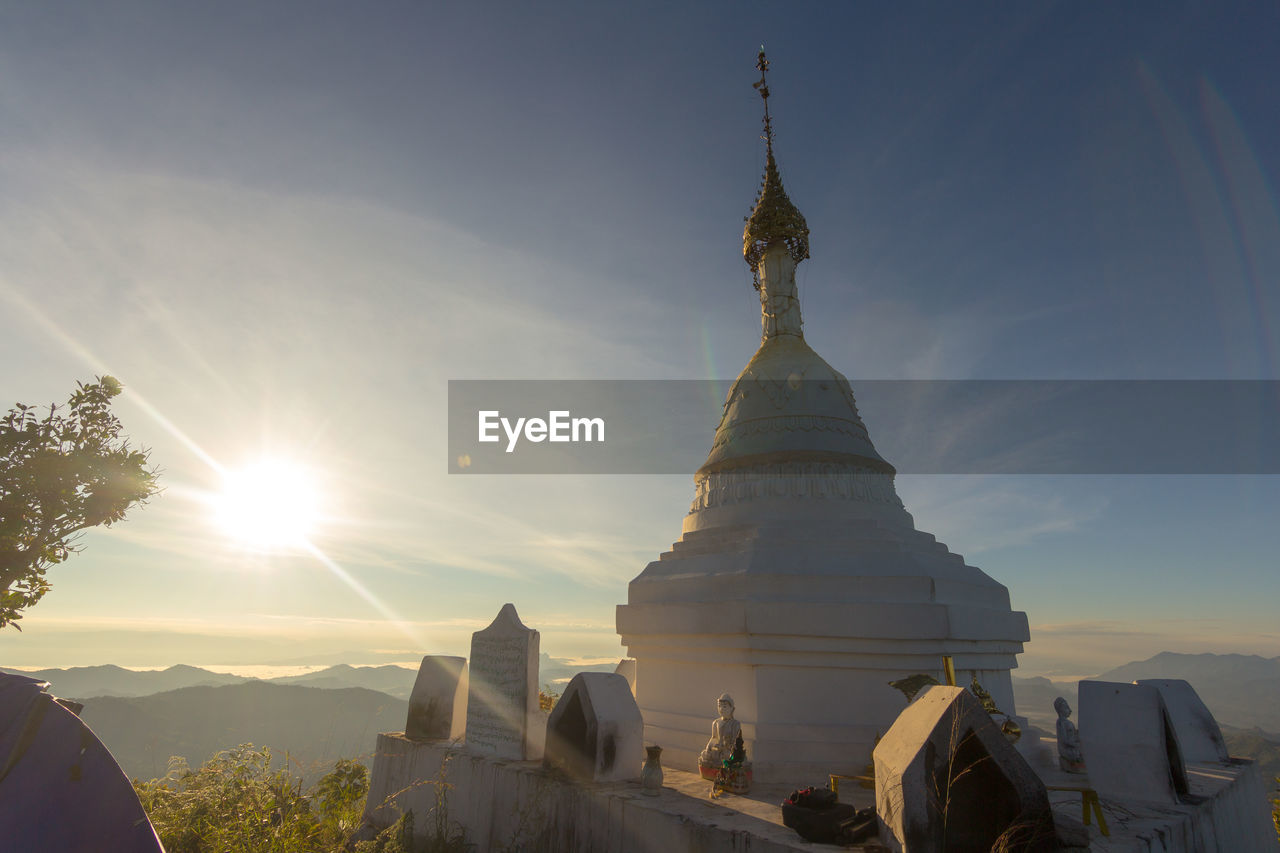 Panoramic view of buildings against sky during sunset