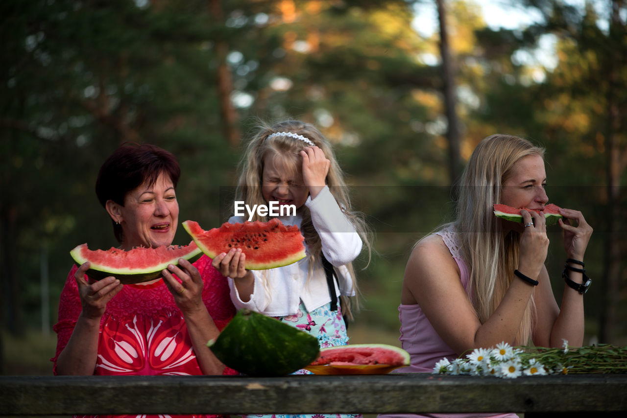 Family watermelon at park