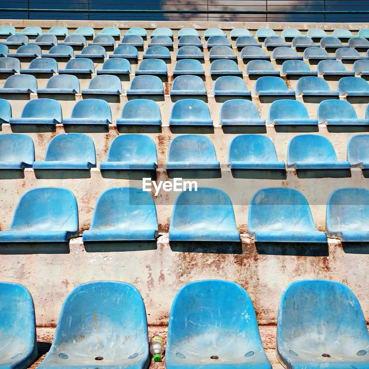 High angle view of seats in stadium