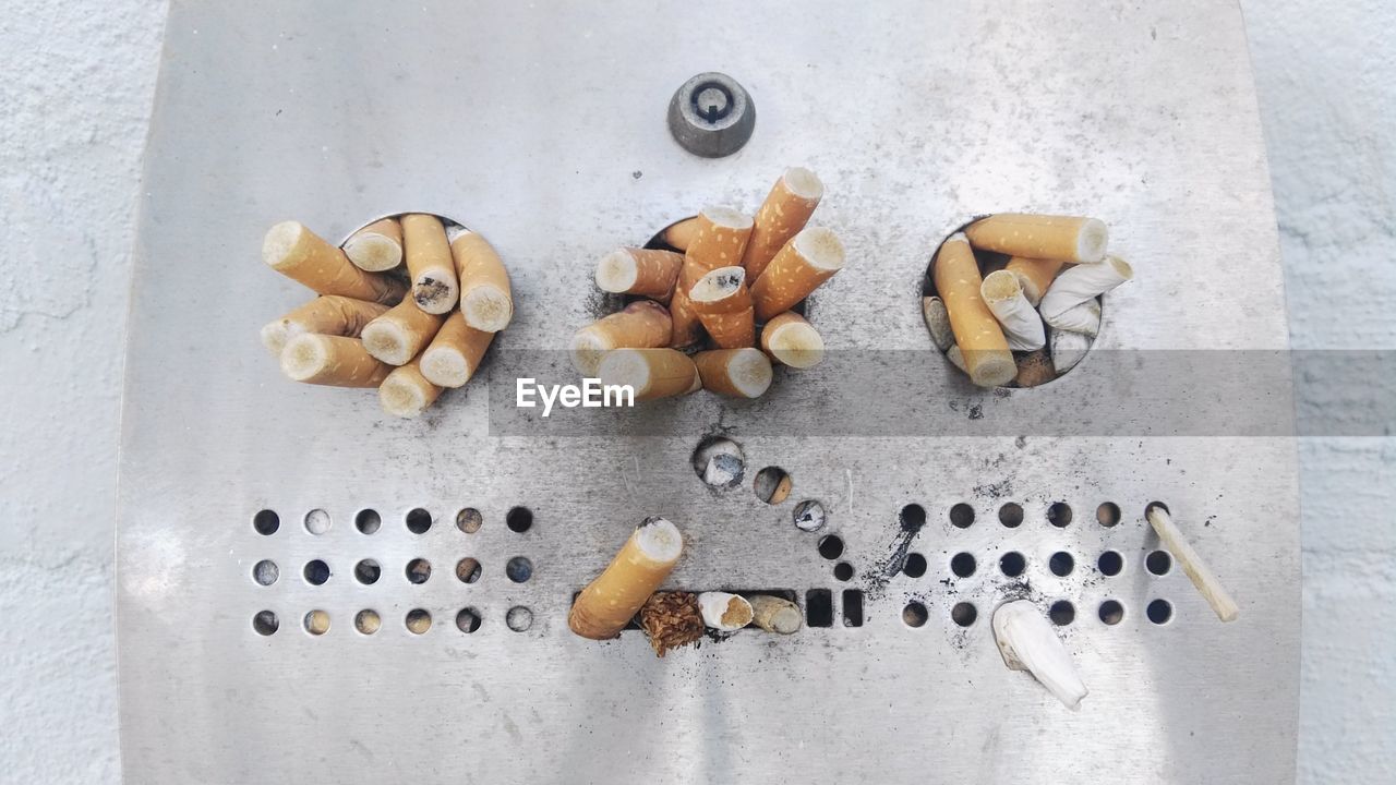 High angle view of cigarette butt