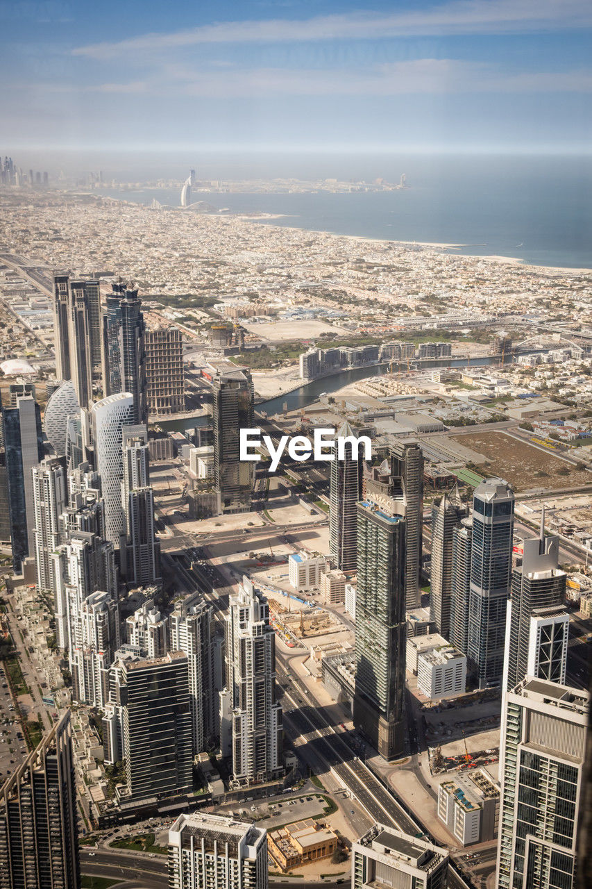Aerial view of dubai from the 148th floor of the burj khalifa tower - united arab emirates - travel