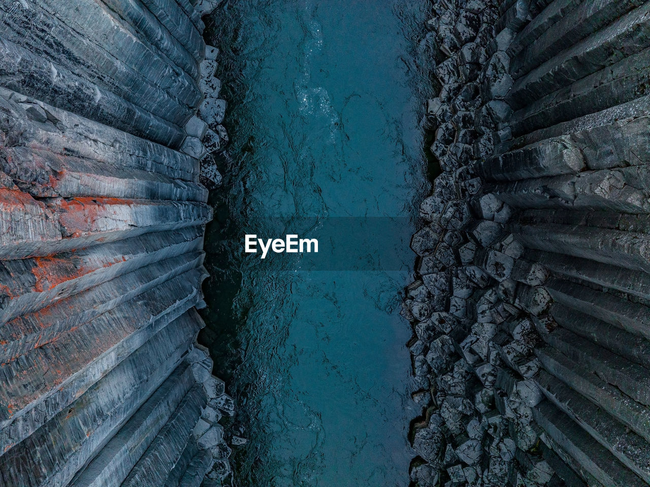 Epic view of the studlagil basalt canyon, iceland.