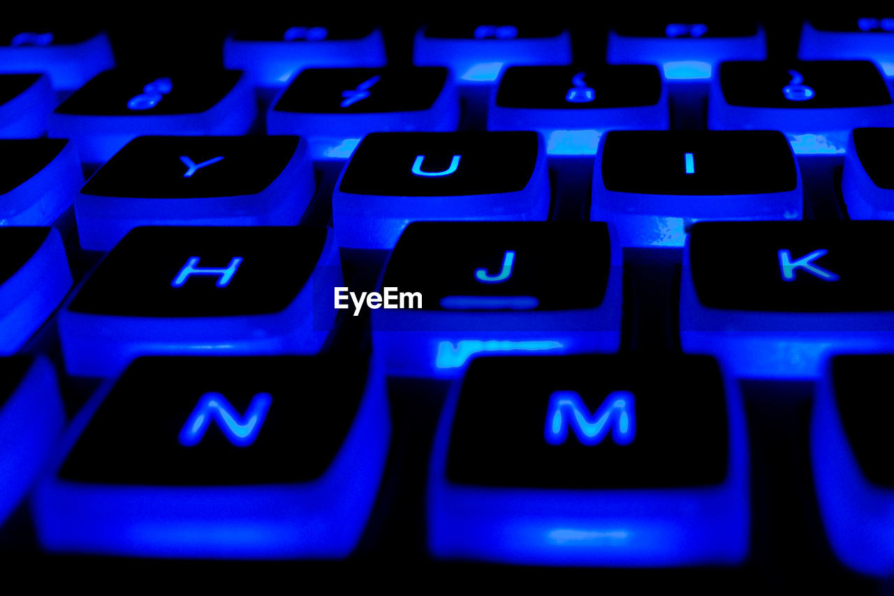 Full frame shot of illuminated keyboard