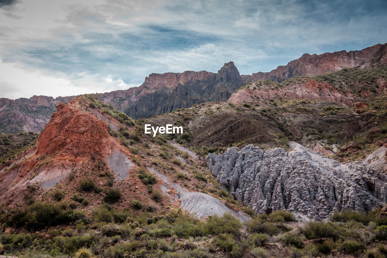 Panoramic view of mountains against sky