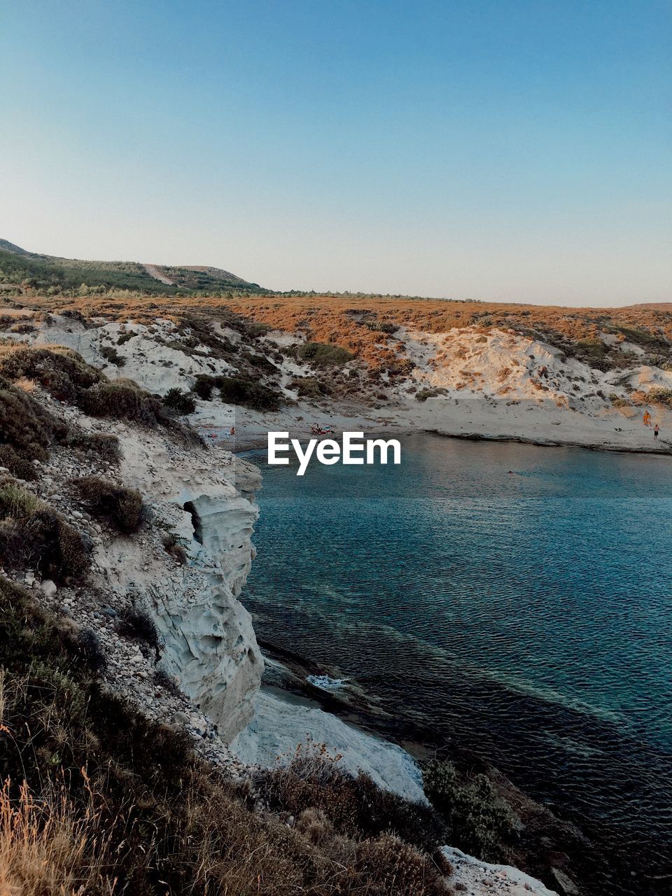 Scenic view of sea against clear sky