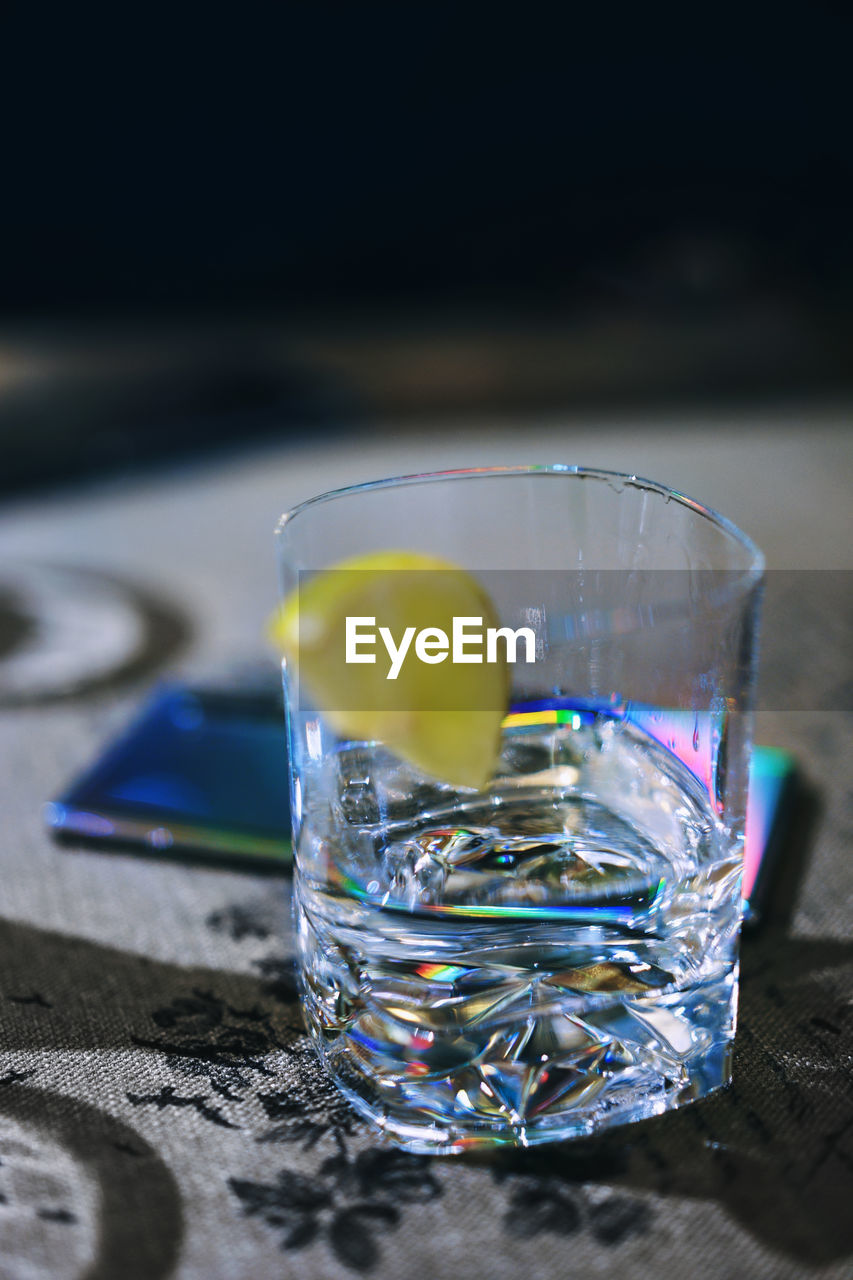 Close-up of drink in glass on table