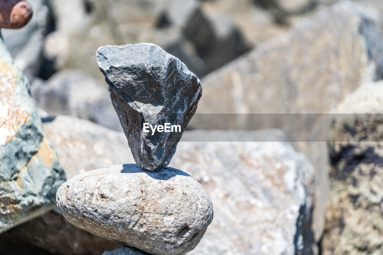 Close-up of stones on rock