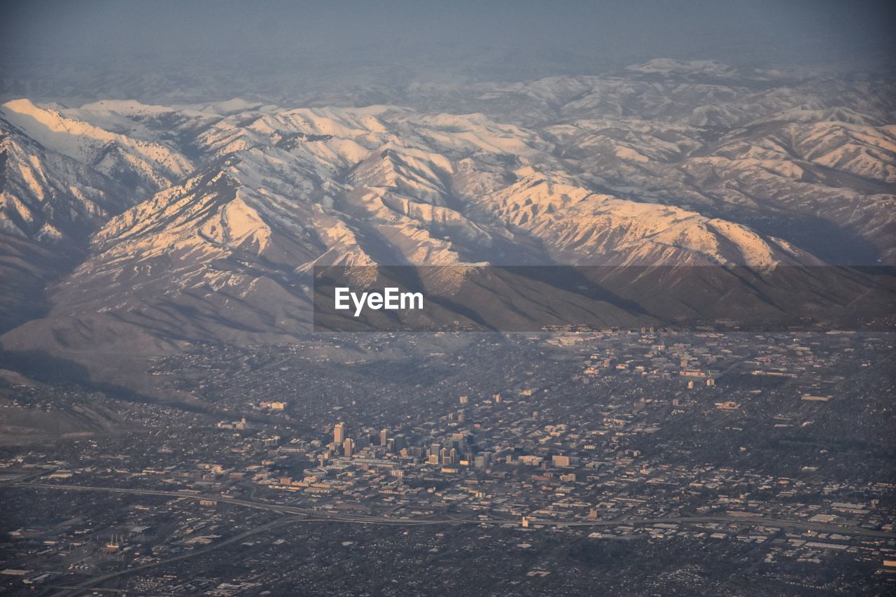 High angle view of dramatic landscape