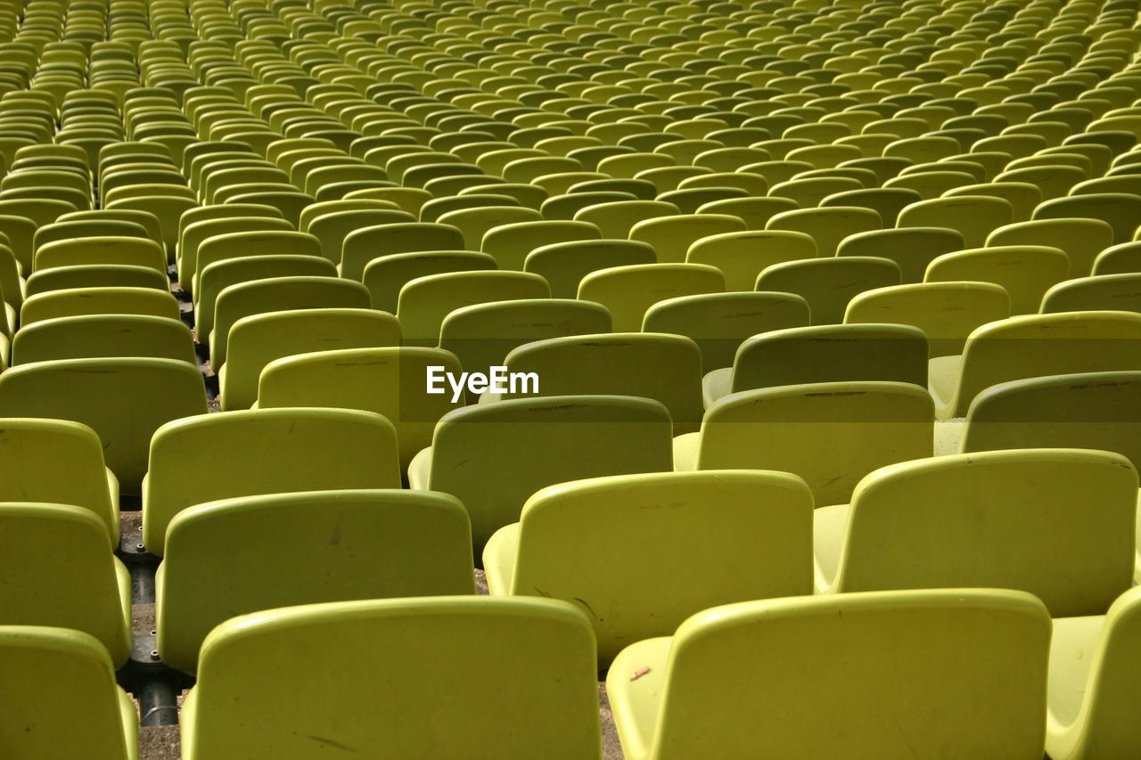 Full frame shot of yellow bleachers in theater