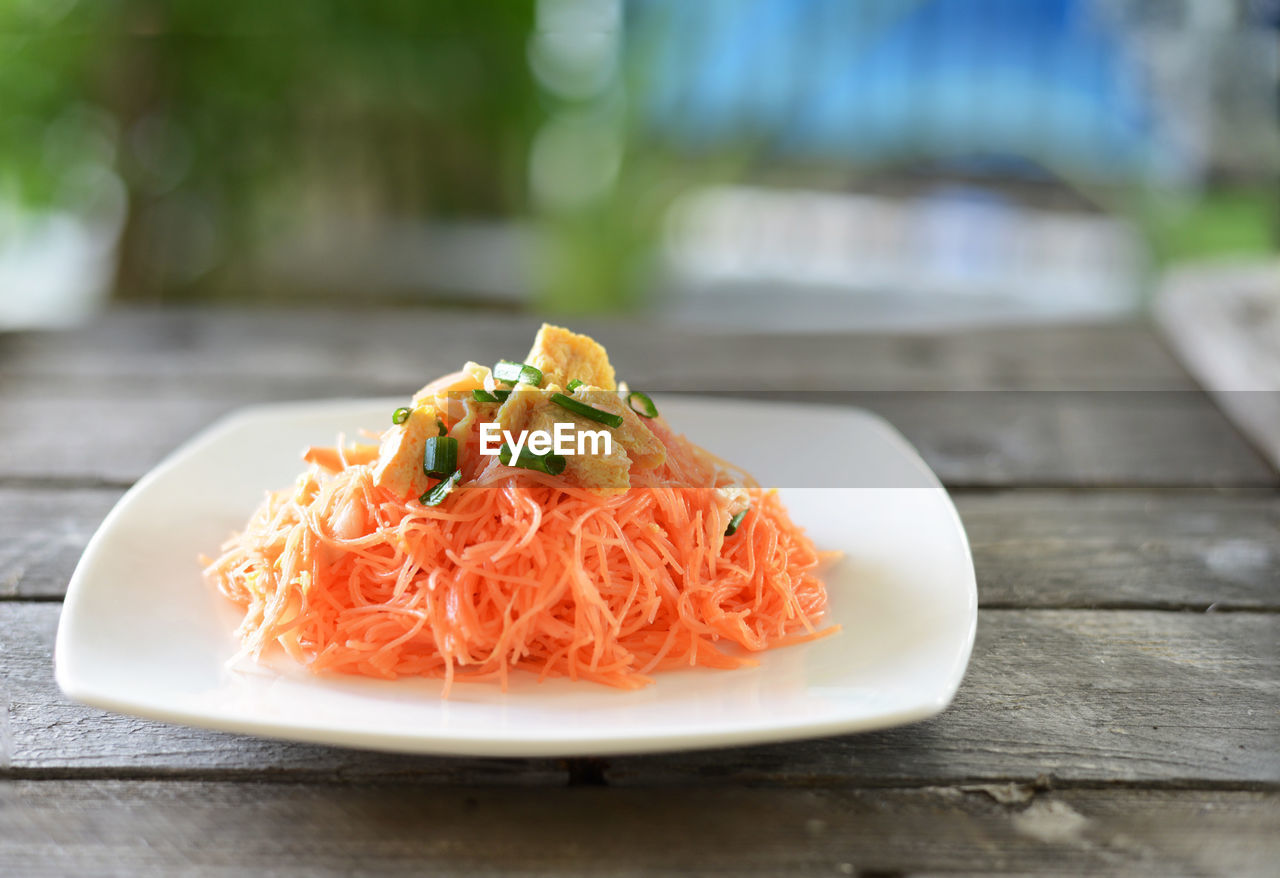 Close-up of food in plate on table