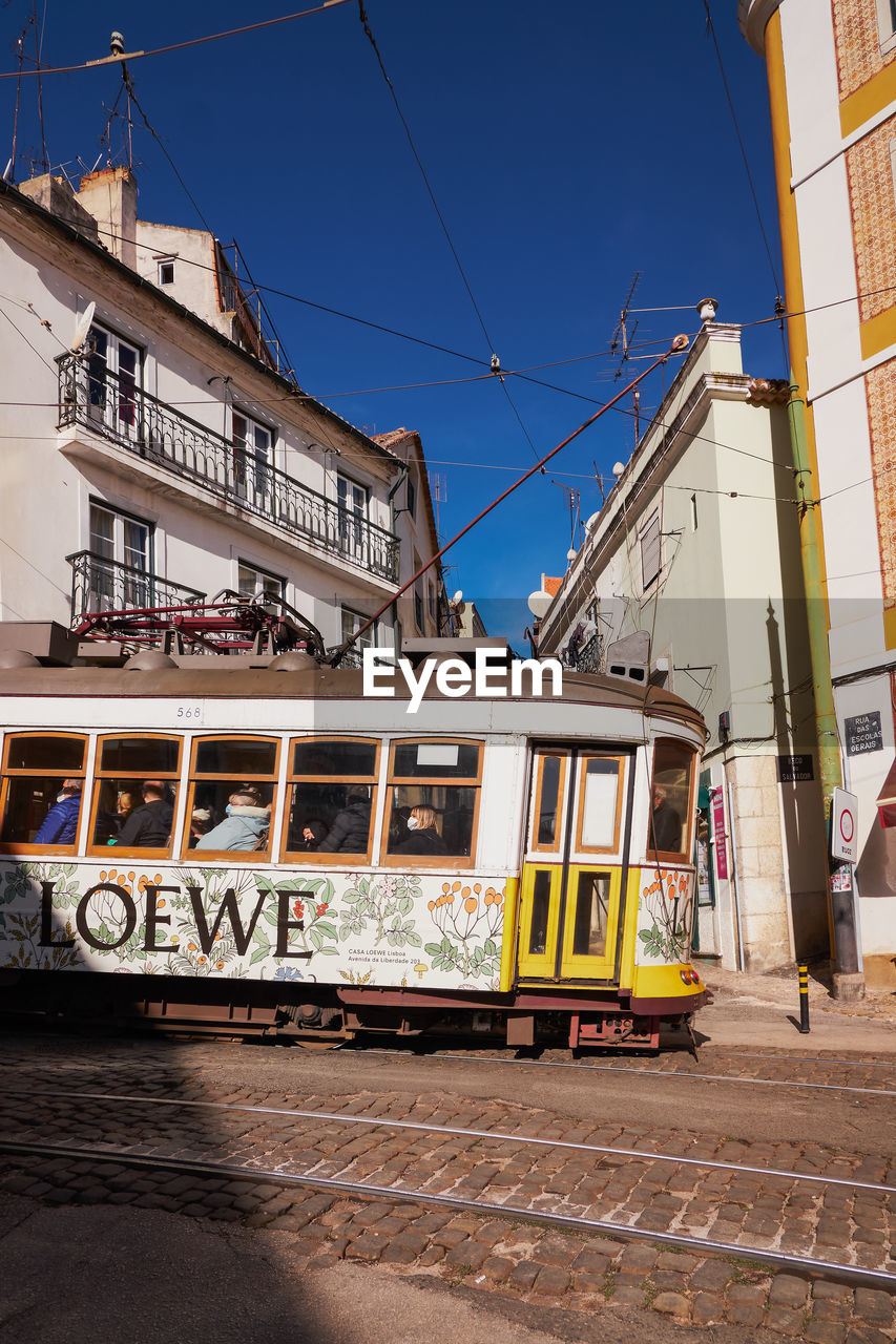 The iconic and famous vintage tram number 28 in alfama, lisbon, portugal