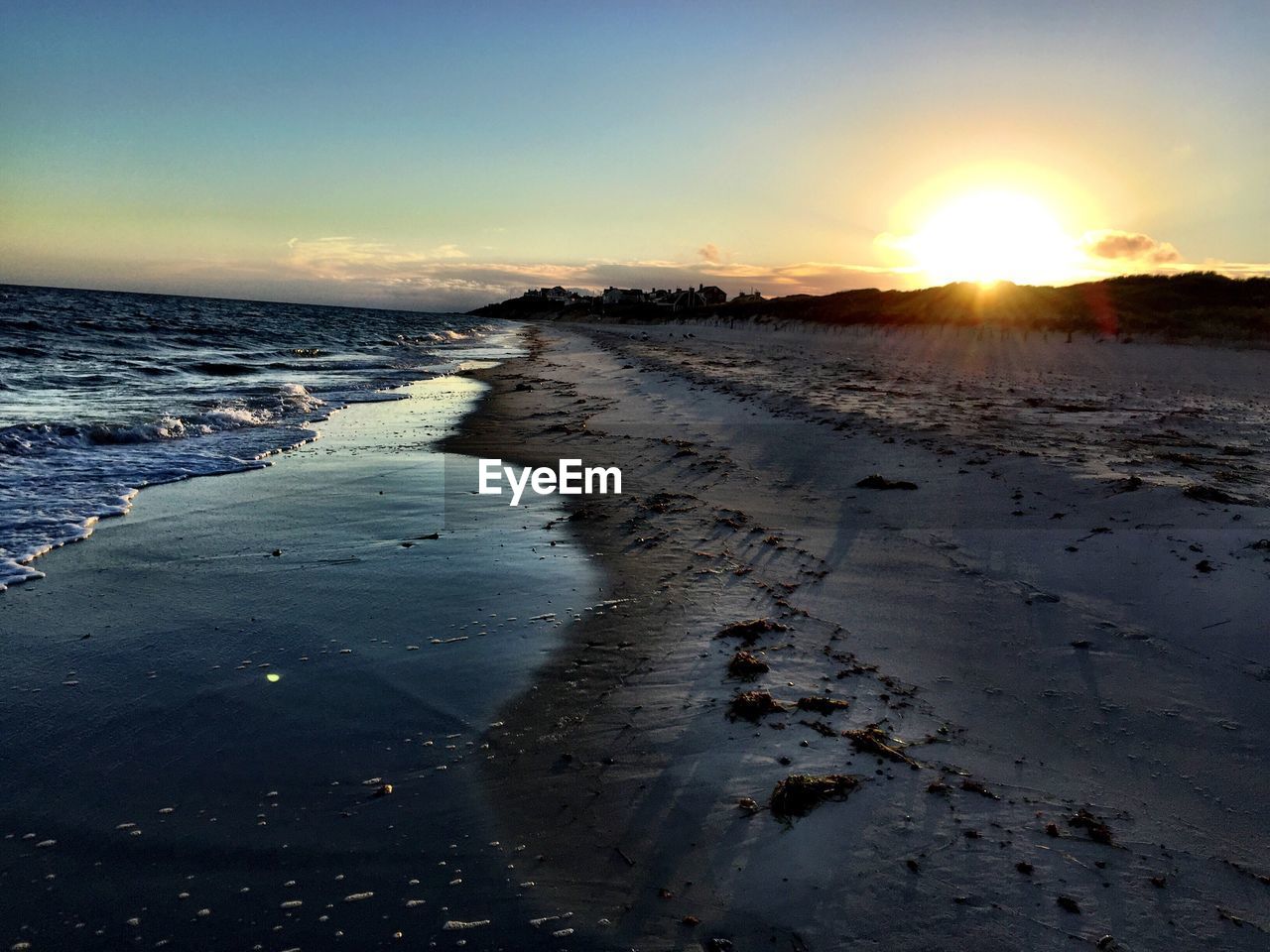 Scenic view of sea during sunset