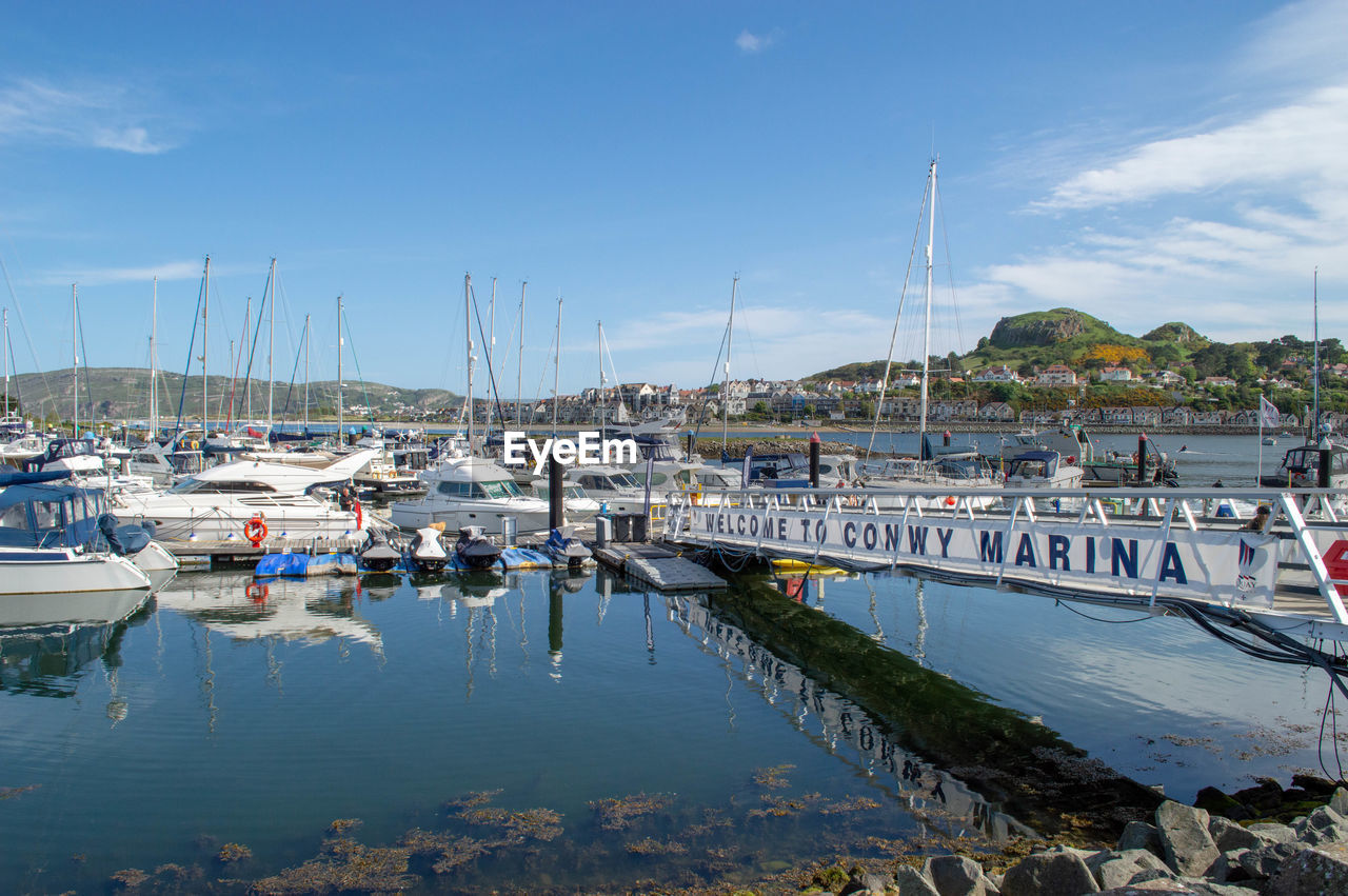 BOATS MOORED IN HARBOR