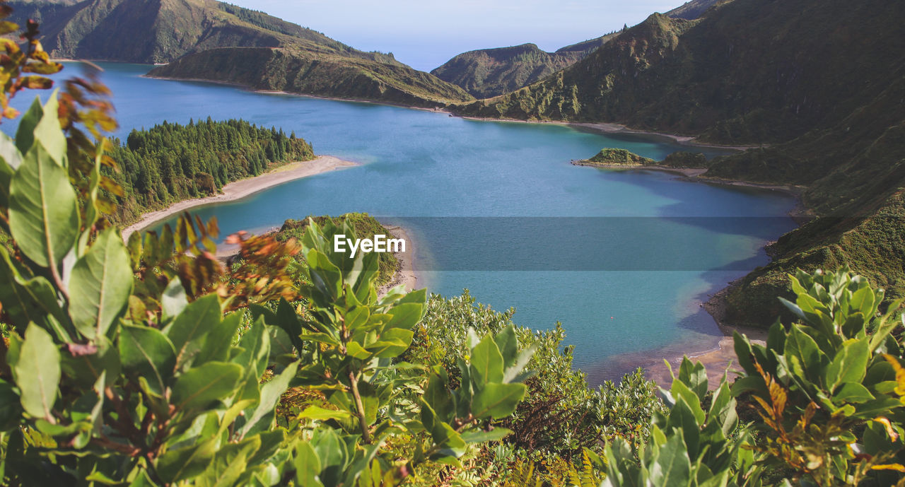 Scenic view of lake and mountains