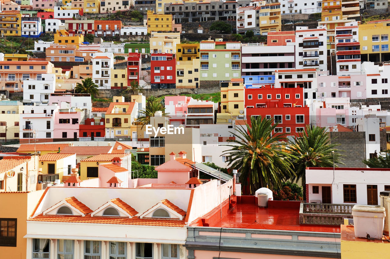 High angle view of residential district