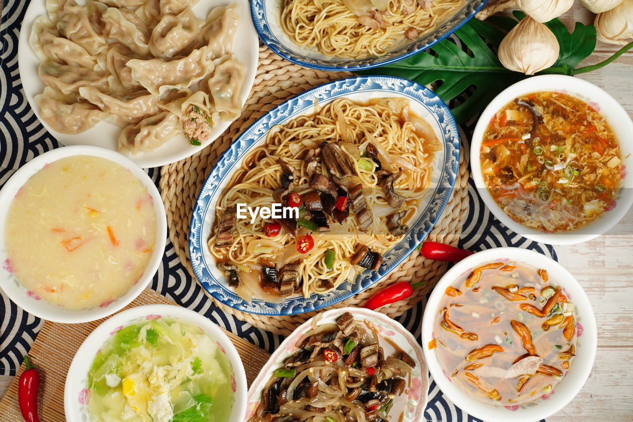 HIGH ANGLE VIEW OF FOOD IN BOWL