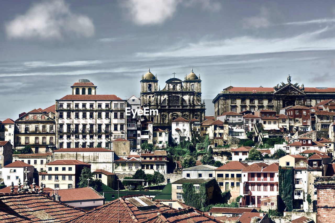 high angle view of townscape against sky