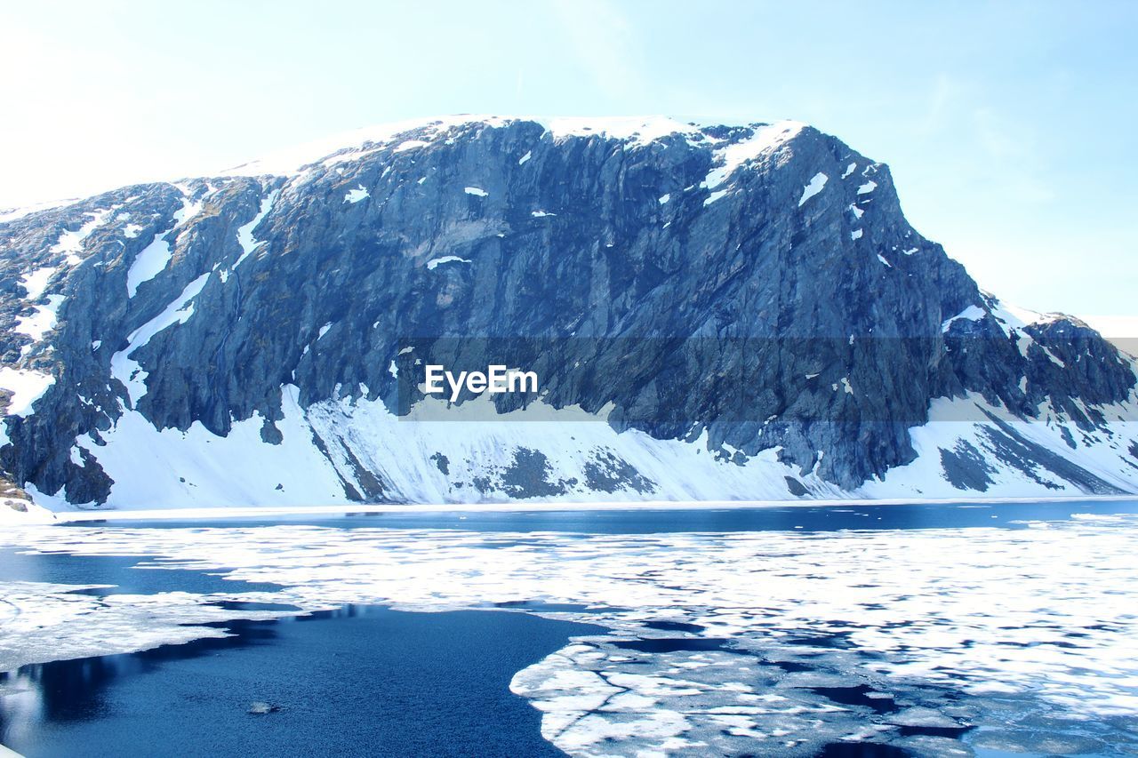 SCENIC VIEW OF SNOW COVERED MOUNTAINS AGAINST SKY