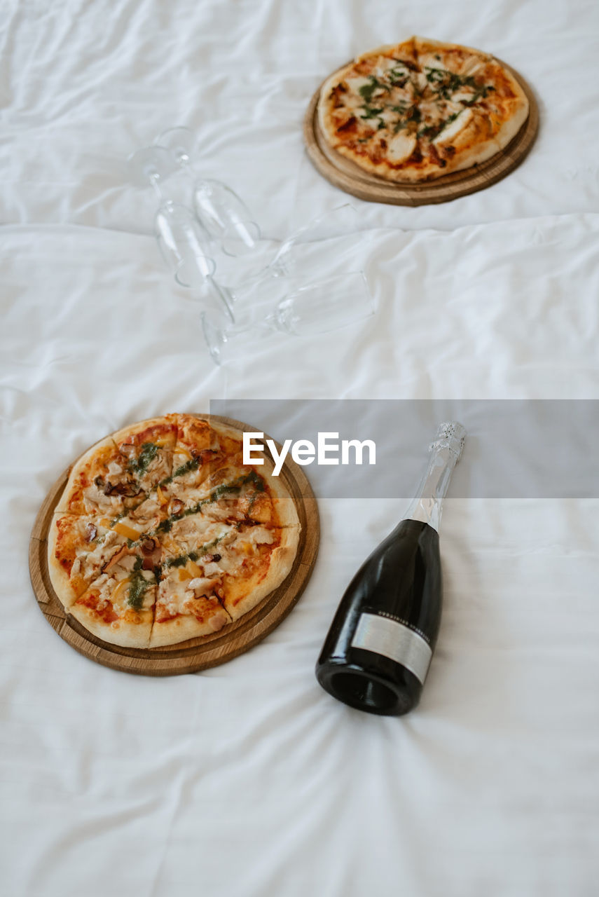 high angle view of food in plate on table